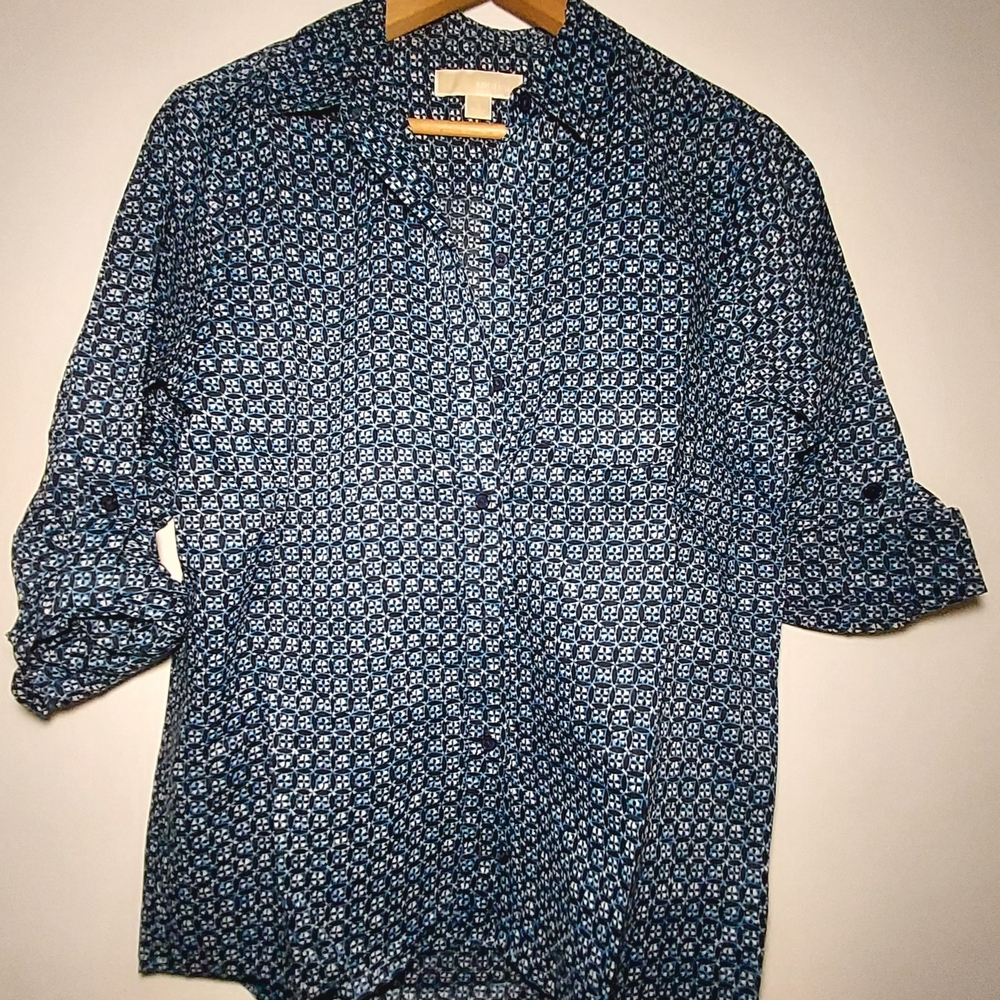 Michael Kors Women's Blue Patterned Shirt